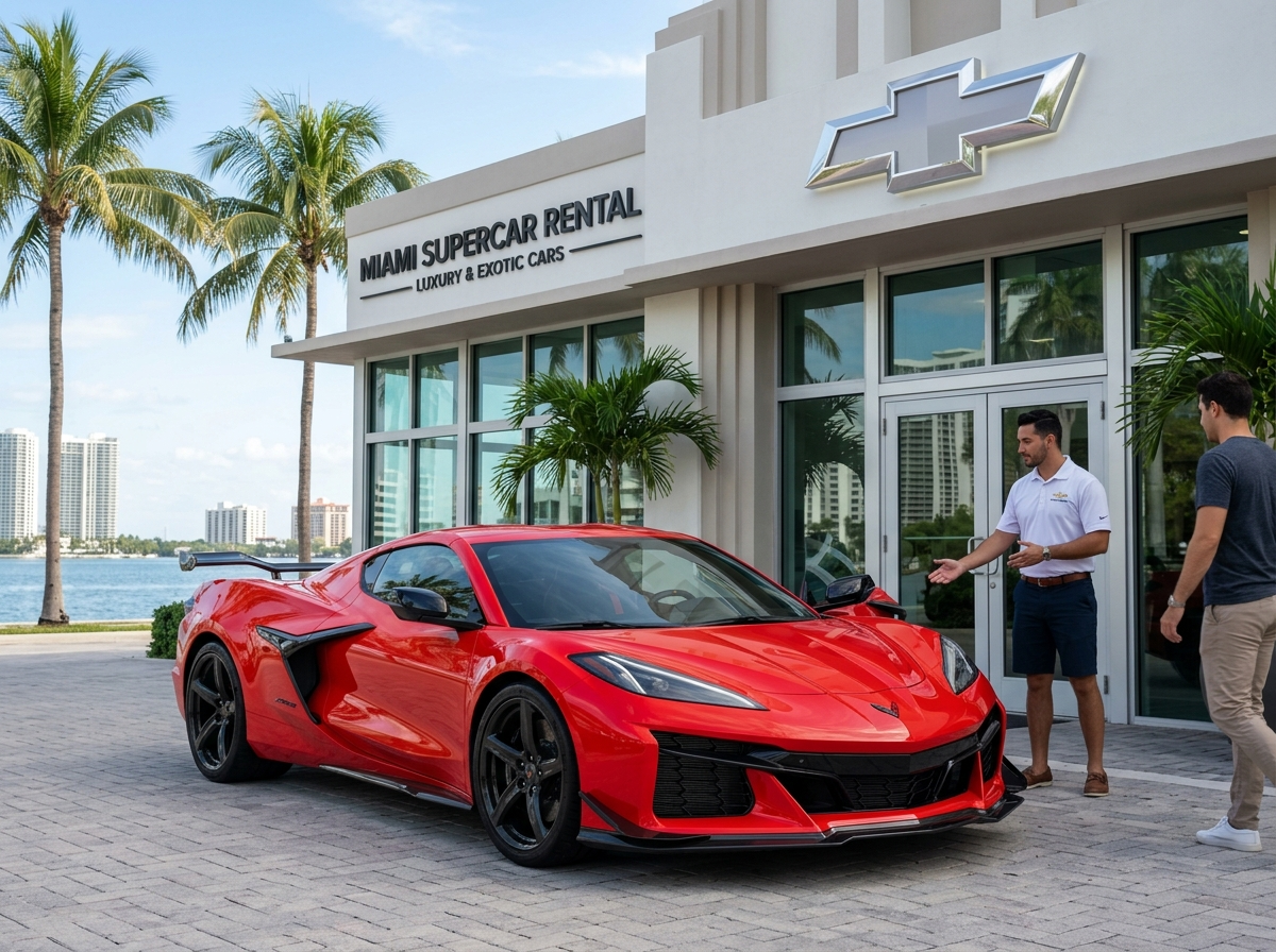 Chevrolet bowtie logo Corvette Z06 for Miami supercar rental