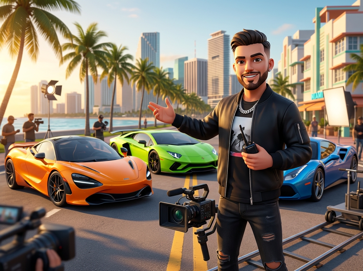 Jordan K. music video director avatar who rented three exotic cars for production shoot in Miami
